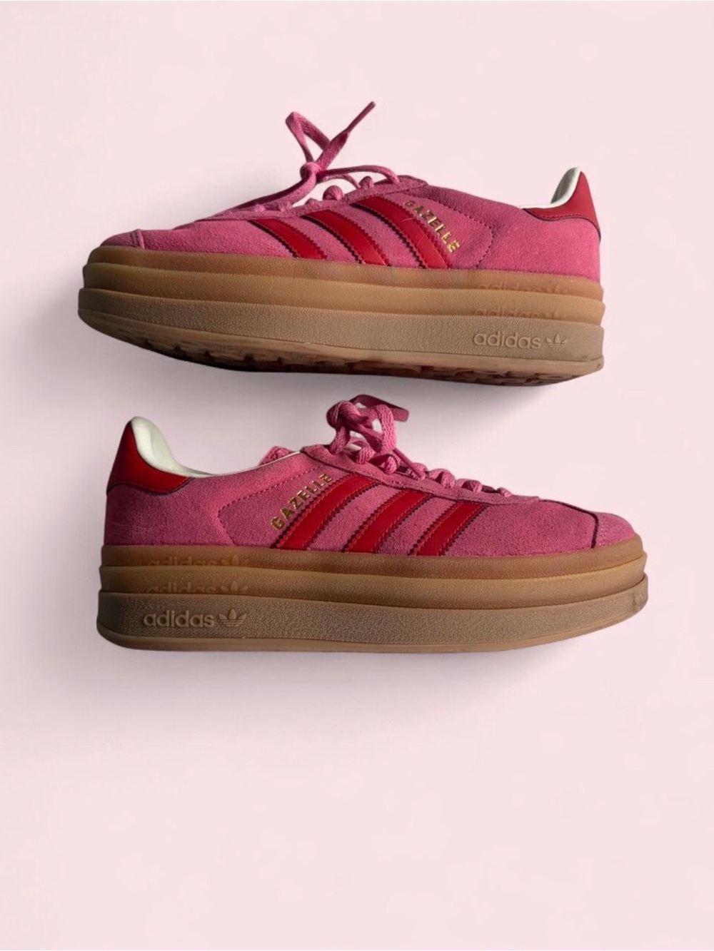 adidas Gazelle Platform Sneakers in Pink and Red